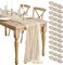WJWHQ 12 Pcs Beige Cheesecloth Table Runner 13ft Boho Gauze Cheesecloth Table Runner 160 inch Long for Christmas Wedding Bridal Baby Shower Birthday Table Decorations