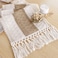 FEXIA Boho Table Runner for Summer Home Coffee Decor with Tassels 60 Inches Long Farmhouse Rustic Table Cloth Cream Brown Macrame for Kitchen Dining Bedroom Decor Bridal Shower 12x60 Inches