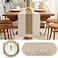 Cunhill 7 Pcs Boho Table Runners and Boho Round Placemats Splicing Woven Macrame Table Runner with Tassels Farmhouse Dining Decor for Christmas Wedding Kitchen Dining12 x 108 Inch
