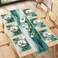 Culudea Emerald Green Gold Marble Table Runner and Placemats Set of 6 Agate Teal Stone Abstract Dining Decor for Daily Use1 Table Runner 72 inches Long and 6 Placemats