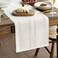Artoid Mode Beige Rustic Cotton Linen Table Runner Seasonal Embroidered Hollow Kitchen Dining Table Decoration for Home Party Decor 13x72 Inch