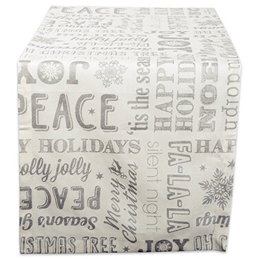 DII Holiday Dining Table Linen Metallic Fabric Kitchen Dcor Christmas Table Runner 14x72 Silver Holiday Collage