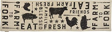 Primitives by Kathy 39418 Black and White Cotton Table Runner 56 x 15Inches Farmhouse