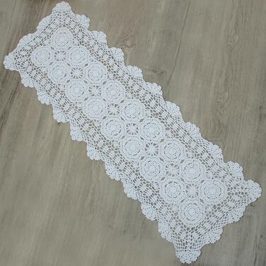 kilofly Handmade Crochet Lace Rectangular Table Runner 15 x 36 Inch White