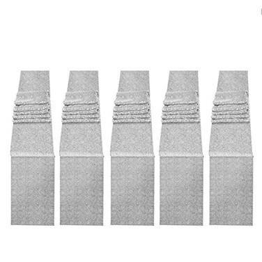 JYFLZQ Silver Sequin Table Runners 12x72 Pack of 5 Glitter Sequin Fabric Table Linens Sparkly Runners for Wedding Birthday Party Decor
