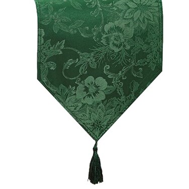 Elrene Home Fashions Poinsettia Elegance Jacquard Holiday Table Runner 13 x 70 Green
