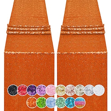 Hahuho 2PCS 12x72 Inch Sequin Table Runner Orange Glitter Table Runner for Party Wedding Bridal Baby Shower Event Decorations2PCS 12x72 Inch Orange