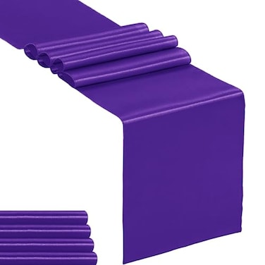 Hahuho 5Pack Satin Table Runner Purple 12 x 108 inches Long Table Runners for Wedding Birthday Parties Banquets Decorations5 Pack 12x108 Inch Purple