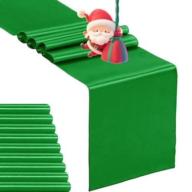Hahuho 10Pack Satin Table Runner Emerald 12 x 108 inches Long Table Runners for Wedding Birthday Parties Banquets Decorations10 Pack 12x108 Inch Emerald