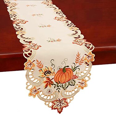 Simhomsen Thanksgiving Harvest Pumpkins Table Runners for Autumn Or Fall Decorations Embroidery 14 69 Inches