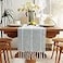 Chassic Rustic Farmhouse Style Linen Table Runner Boho Handmade Tassel Embroidery Table Runners 72 Inches Long for Holiday Party Dresser and Dining Decorations 13 x 72 inch Light Grey