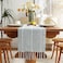 Chassic Rustic Farmhouse Style Linen Table Runner Boho Handmade Tassel Embroidery Table Runners 72 Inches Long for Holiday Party Dresser and Dining Decorations 13 x 72 inch Light Grey