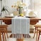 Chassic Rustic Farmhouse Style Linen Table Runner Boho Handmade Tassel Embroidery Table Runners 72 Inches Long for Holiday Party Dresser and Dining Decorations 13 x 72 inch Light Grey