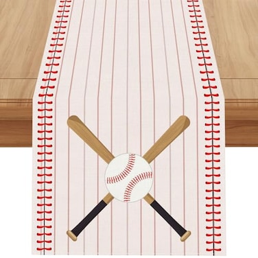 Jiudungs Baseball Table Runner Baseball Home Kitchen Dining Room Decor Baseball Themed Birthday Party Babay Shower Decoration and Supplies for Party 13x72 Inch