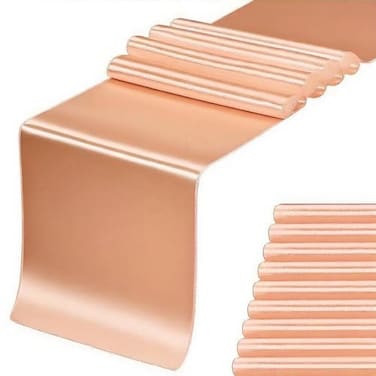 Gankar Satin Peach Table Runners 10 Pack for Wedding Parties 12 x 108 inches Long Ribbon Table Runners Birthday Banquet Hotel Restaurant Decorations Peach 10 Pieces