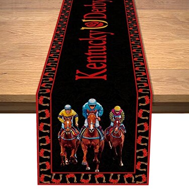 Vohado 2026 Derby Table Runner Roses Horse Racing Decorations Holiday Party Dining Room Home Kitchen Table Decor 72Inches Long
