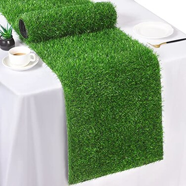TURSTIN Artificial Grass Table Runners 14 x 72 Inch Green Grass Tabletop Synthetic Grass Carpet Rug Table Decorations for Spring Summer Wedding Birthday Party Decor