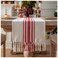 Caflife Christmas Table Runner 13 x 72 Inch for Dining Table Boho Christmas Decorations Coffee Table Runner with Handcrafted Tassels red and Beige Stripe Table Runner for Holiday Winter