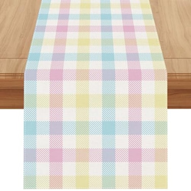Jiudungs Buffalo Check Plaid Spring Table Runner Farmhouse Spring Summer Easter Home Kitchen Dining Room Table Decorations 13x90 Inch