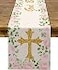 Pudodo Girl Baptism Table Runner God Bless First Holy Communion Christening Baby Shower Party Kitchen Dining Home Decoration 13 x 90 Red