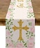 Pudodo Girl Baptism Table Runner God Bless First Holy Communion Christening Baby Shower Party Kitchen Dining Home Decoration 13 x 90 Red
