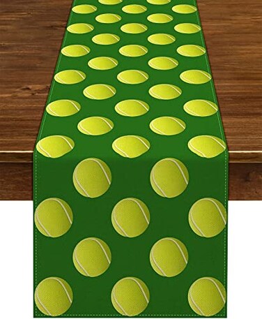 Nepnuser Tennis Ball Table Runner Sports Themed Event Birthday Party Decoration Home Dining Room Kitchen Table Decor 90 Inches Long