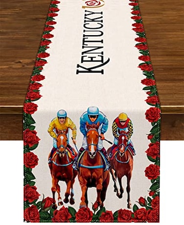 Nepnuser Kentucky Table Runner Run for The Roses Horse Racing Party Decoration Home Kitchen Dining Room Decor 13 x 72