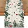 Artoid Mode Green Leaves Poinsettia Holly Christmas Table Runner Seasonal Winter Kitchen Dining Table Decor for Home Party 13x72 Inch