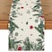 Artoid Mode Green Leaves Poinsettia Holly Christmas Table Runner Seasonal Winter Kitchen Dining Table Decor for Home Party 13x72 Inch