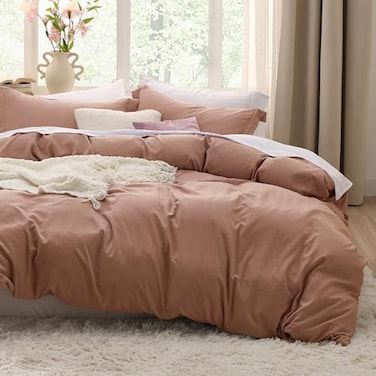 Bedsure Mocha Mousse Duvet Cover King Size 3 Pieces Prewashed CottonLike Polyester Extra Soft Bedding Set Includes 1 Duvet Cover 104x90 Inches with Zipper Closure 2 Pillow Shams No Comforter
