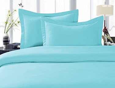 Elegant Comfort Elegance Linen 1500 Thread Count Wrinkle Resistant Ultra Soft Luxurious Egyptian Quality 3pc Duvet Cover Set Solid FullQueen Light Blue