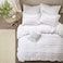Madison Park Celeste Duvet Cover KingCal King Size White Ruffle Stripes Duvet Cover Set 4 Piece Ultra Soft Microfiber Light Weight Bed Comforter Covers