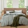 MooMee Gingham Duvet Cover Set 100 Washed Cotton Linen Like Textured Breathable Durable Soft Comfy Modern Checkered Design Forest Green Gingham Queen 90x90