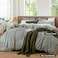 MooMee Gingham Duvet Cover Set 100 Washed Cotton Linen Like Textured Breathable Durable Soft Comfy Modern Checkered Design Forest Green Gingham Queen 90x90