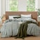 MooMee Gingham Duvet Cover Set 100 Washed Cotton Linen Like Textured Breathable Durable Soft Comfy Modern Checkered Design Forest Green Gingham Queen 90x90