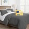 THREAD SPREAD Duvet Cover Queen Size 600 Series 100 Egyptian Cotton Queen Duvet Cover 3 PC Dark Grey Soft Cooling Durable Sateen Weave Comforter Protector Zipper Closure with 7 Corner Ties