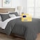 THREAD SPREAD Duvet Cover Queen Size 600 Series 100 Egyptian Cotton Queen Duvet Cover 3 PC Dark Grey Soft Cooling Durable Sateen Weave Comforter Protector Zipper Closure with 7 Corner Ties