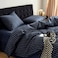 Wake In Cloud Striped Cotton Duvet Cover Set Ticking Stripe Vertical Pinstripe Farmhouse 100 Washed Cotton Textured Bedding Set 3 Pieces Navy Blue Queen Size