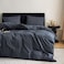 Wake In Cloud Striped Cotton Duvet Cover Set Ticking Stripe Vertical Pinstripe Farmhouse 100 Washed Cotton Textured Bedding Set 3 Pieces Navy Blue Queen Size