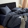 Wake In Cloud Striped Cotton Duvet Cover Set Ticking Stripe Vertical Pinstripe Farmhouse 100 Washed Cotton Textured Bedding Set 3 Pieces Navy Blue Queen Size