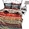 HNNSI 4 Pieces Bohemian Duvet Cover and Fitted Sheet Sets King Size Brushed Cotton Bohemia Exotic Striped Bedding Sets Boho Comforter Cover SetsNo Comforter Fitted Sheet Sets King