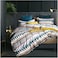 Eikei Bohemian Duvet Cover Striped Ethnic Boho Reversible Southwestern 400TC Cotton Bedding 3pc Set Navy White Orange Modern Geo Aztec Print Queen Teal Rust