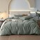JIYUAN Queen Size Duvet Cover Set 3Piece 100 Washed Cotton LinenLike Soft Breathable with Zipper Closure Includes 90x90 Inch Cover 2 Pillowcases Heathered Green