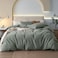JIYUAN Queen Size Duvet Cover Set 3Piece 100 Washed Cotton LinenLike Soft Breathable with Zipper Closure Includes 90x90 Inch Cover 2 Pillowcases Heathered Green
