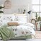 MILDLY Floral Duvet Cover Set 100 LongStaple Cotton White Green Leaves Pattern Printed Comforter Cover 3pcs Soft Breathable Luxury Bedding for All Season
