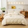 ECOCOTT Duvet Cover King Size 3 Piece 100 Washed Cotton Bedding Set Soft Breathable with Zipper Closure 8 Corner Ties Comfortable and Stylish for All Seasons Cream