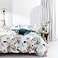MILDLY 100 Long Staple Cotton King Duvet Cover 3 Pieces Set Summer Tropical Plantain and Floral Pattern Comforter Cover Set