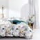 MILDLY 100 Long Staple Cotton King Duvet Cover 3 Pieces Set Summer Tropical Plantain and Floral Pattern Comforter Cover Set