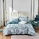 MILDLY 100 Long Staple Cotton King Duvet Cover Set Aqua Blue Peacock Tail Plume Pattern Printed Comforter Cover Set
