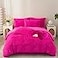 MorroMorn 5 PCS Shaggy Duvet Cover Bedding Set Fluffy Comforter Cover Long Faux Fur Luxury Ultra Soft Cozy Hot Pink FullQueen